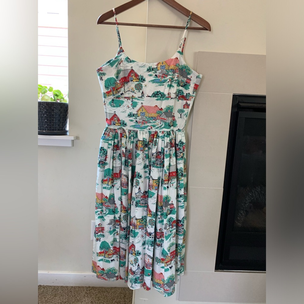 Bernie Dexter Womens Retro Chelsea Dress M Pinup USA Fit & Flare rockabilly vtg - Picture 2 of 14